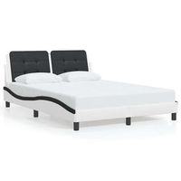 estructura de cama sin colchon zadar cuero sintetico blanco negro 140x200cm vidaxl