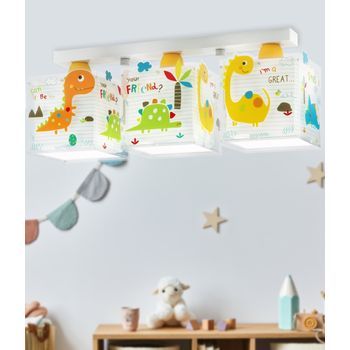 Plafón De Techo 3 Luces Infantil Dinos Dinosaurios