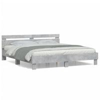 cama matrimonial  cama para adultos  cama con cabecero madera ingenieria gris hormigon 200x200 cm