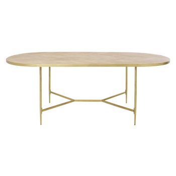 Mesa de comedor ovalada extensible de listones de mango 220 cm