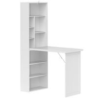 homcom escritorio de ordenador plegable con estanteria puesto de trabajo tablero blanco y estante ajustable 98x51x153cm blanco