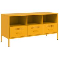 mueble para tv  mueble de salon  gabinete de tv acero amarillo mostaza 1005x39x505 cm