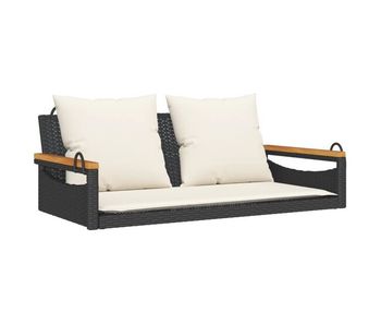Vidaxl banco columpio con cojines ratán sintético negro 109x62x40 cm
