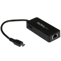 startech adaptador de red gigabit usb-c negro con puerto usb extra
