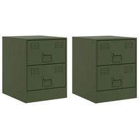 pack 2 uds mesitas de noche  mesa auxiliar  mesilla acero verde 345x39x44 cm