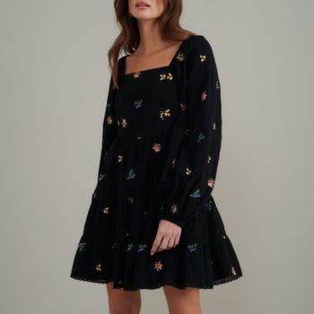 Nobody's Child Whitley Floral-Embroidered Cotton Mini Dress - UK 6