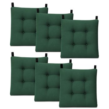 Pack de 2/4/6 Cojines para Silla de 40x40x8cm Acolchados, Relleno de Espuma de Poliuretano con Cintas de Sujeción Antideslizantes para Interior y Exterior, Fabricado en España. Variedad de Colores y