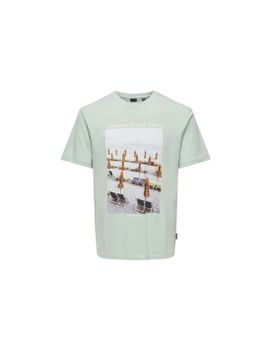 Camiseta Only & Sons Onskolton Reg Beach Surf Negro Hombre