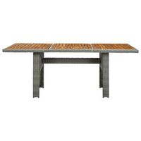 mesa de jardin  mesa de exterior ratan sintetico madera maciza acacia gris claro