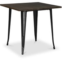 mesa de comedor cuadrada - diseno industrial - madera y metal - stylix negro