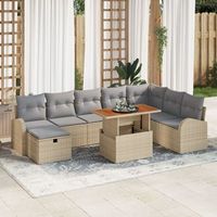 conjunto de sofa de jardin de 9 piezas con cojines beige poliratan v1861 unico  beige