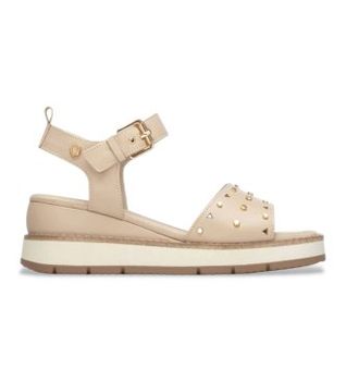 Carmela para mujer. 16324801-BEIGE Sandalias de Piel 163248 marrón (41), 3 a 5cm, Hebilla, Casual, Clásico
