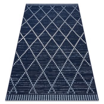 Alfombra De Cuerda Sisal Color 47268/309 Rombos Cuadrados Azul 200x290 Cm