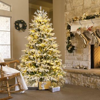 146cm/180cm Árbol De Navidad Artificial Con Luces Led Blancas Cálidas Y Base Montaje Fácil-180cm Cfw22264