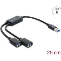 hub usb delock 2 puertos usb-a 5gbps 025m