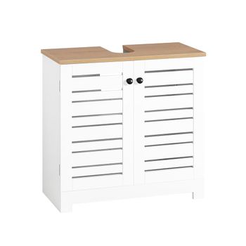 Armario lavabo con 2 estantes y 2 puertas madera blanco