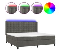 cama box spring colchon y led terciopelo gris oscuro 200x200 cm botones