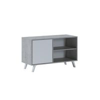 mueble tv wind 100 gris cemento - blanco artik blanco mate 95 x 569 x 396 cm