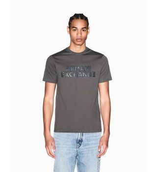 A|X Armani Exchange para hombre. XM002413AF10361U8144 Camiseta Slim Macro gris (L), Casual, Algodón, Manga corta
