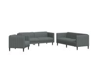 vidaxl juego de sofas 3 piezas tela gris oscuro