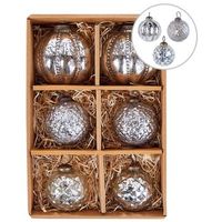 conjunto de 6 bolas de navidad de cristal hechas a mano adornos para colgar del arbol de navidad plateado argentin