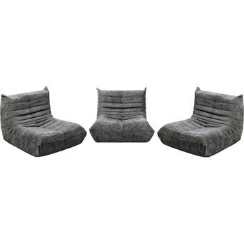 Conjunto De 3 Sillones Modulares Tipo Sofá En Tela Texturizada 