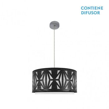 Colgante katerina 2xe27 cromo/madera negra regx50x50 cm