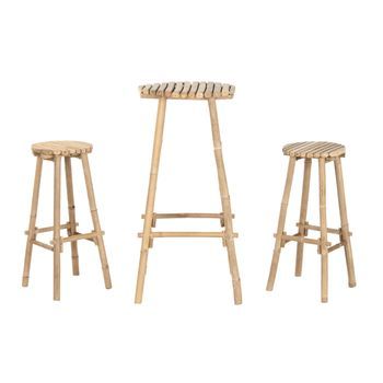 Mesa Bar Set 3 Bambu 50x50x105 2 Taburetes