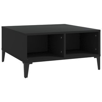 Mesa De Centro 60x60x30 Cm Madera Y Metal Trabajados - Negro