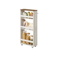 carro de cocina 4 niveles estantes regulables con ruedas y asa - blanco