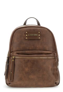 mochila efecto piel vintage con bolsillo frontal con cremallera brown taglia unica