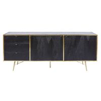aparador horizontal con 2 puertas y 3 cajones de mango macizo negro 180 cm