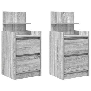 Mesillas De Noche Con 2 Cajones 2 Uds Gris Sonoma 38x34x80 Cm Vidaxl