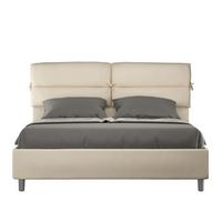 cama con somier acolchada 160x190 cuero sintetico gris paloma nandy