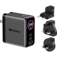 cargador usb sandberg travel charger pd140w display 3 puertos