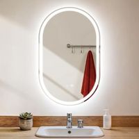 espejo de bano ovalado led nettlife de 50x80 cm control tactil antivaho regulable de 3000 a 6500 k ip44 montaje en pared espejo iluminado de diseno