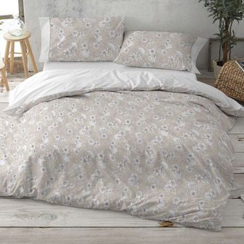 Funda Nórdica 100% Algodón Extrasuave Diseño Toile De Jouy Beige 135 X 190/200 Cm - Beige - Burrito Blanco