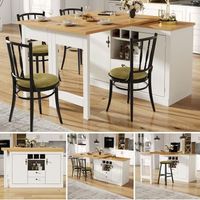 mesa de comedor giratoria extensible con 2 puertas y 2 cajones - mdf - blanco  natural