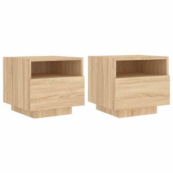 Mesitas De Noche Con Luces Led 2 Uds Roble Sonoma 40x39x37 Cm Vidaxl