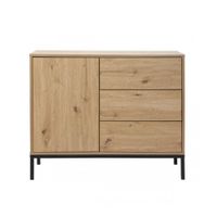 comoda 1 puerta 3 cajones decoracion roble l90 x h80 cm - lenny