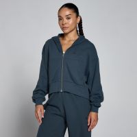 sudadera con capucha ligera de felpa francesa con cremallera para mujer de mp - faded blue - xxl