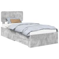 cama individual  cama para adulto  estructura de cama con cabecera gris concreto 90 x 190 cm