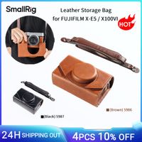 bolsa de almacenamiento de cuero smallrig para fujifilm x-e5  x100vi marronnegro con correa para el hombro almacenamiento discreto interior forrado de felpa -5986