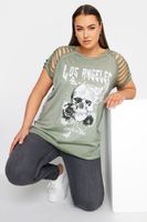 yours camiseta verde estampado de calavera mujer curvy y tallas grandes yours