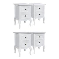 mesitas de noche 4 unidades con 2 cajones mdf blancas vidaxl