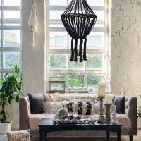 macrame large drop chandelier - black