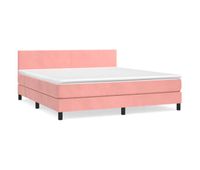cama box spring con colchon terciopelo rosa 180x200 cm diseno plano