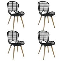 sillas de comedor 4 unidades de ratan natural negro vidaxl