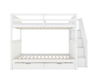 litera 140x200 cm - estante de escalera con dos cajones barandillas altas certificacion en747-1 - blanco