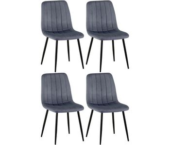 Set de 4 sillas de salón dijon en tela o terciopelo gris oscuro 53x45x88 cm